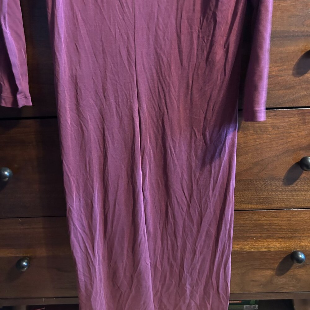 Lucky Brand Burgundy V-Neck Side Tie Midi Dress - Size S - Picture 9 of 9